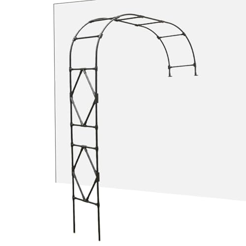 Medio arco negro para plantas trepadoras, 120/150/180/210/240/280 cm, arco de rosas de montaje automático, soporte de enrejado de entrada de jardín, decoración al aire libre