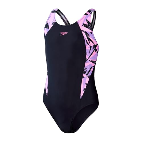 Speedo Hyperboom Splice Muscleback Bañador Niñas, True Navy/Miami Lilac/Rosa chicle, 5-6 Años