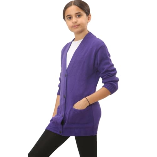 Girls Long Sleeve Knitted Button Cardigan Boys Stretchy V Neck Pocket Jumper School Wear Uniform Sweater2