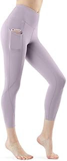 TSLA Women High Waist Yoga Pants with Pockets, Tummy Control Yoga Capris, 4
