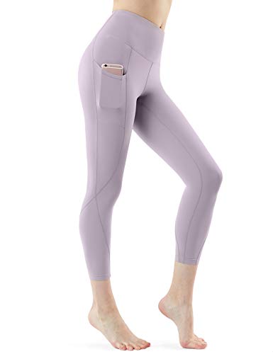 TSLA Women High Waist Yoga Pants with Pockets, Tummy Control Yoga Capris, 4