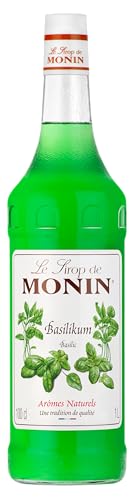 Monin Sirup Basilikum (1 x 1,0l) - für erfrischende Cocktails und kreative Küche - natürliche Kräuternote - ohne künstliche Zusatzstoffe
