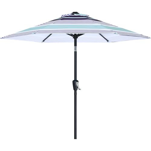 Image of ABCCANOPY 7.5FT Patio Umbrella Outdoor 6 RibsTable Umbrella | Fade & UV Resistant Fabric,6 Fiberglass Ribs,Smooth Crank System,Dark Blue Beige Stripe,Great for Patio,Backyard,Garden,Deck