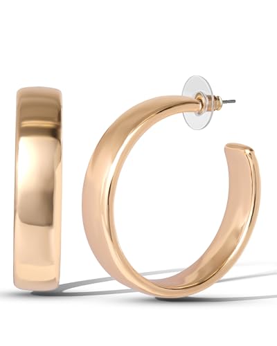Jessica Simpson Medium Hoop Earrings for Women, Gold-Tone Hoops Polished