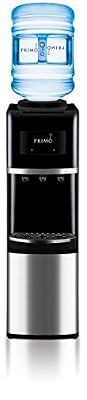 Primo Top-Loading Water Dispenser - 3 Temp (Hot-Cool-Cold) Water Cooler Water Dispenser for 5 Gallon Bottle w/Child-Resistant Safety Feature, Black and Stainless Steel, 3 Spout