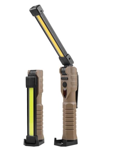 500Lumens Cob Work Light,Rechargeable Work Light - Magnetic Flashlight with 180° Rotate Foldable Design, 3 Lighting Modes Mechanic Light for Car Repairing/Emergency(Brown)