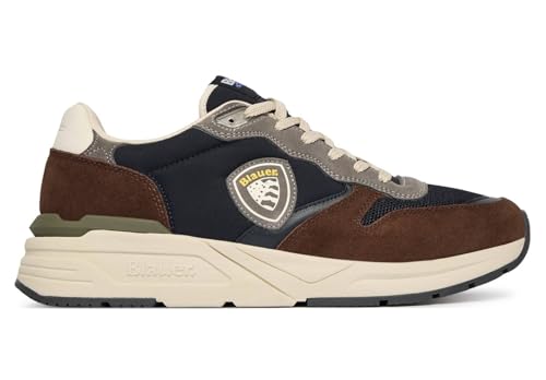 Baskets Homme Blauer Ray02 Navy US26BU10 chaussures bleues en cuir pour le quotidien