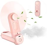 Portable Personal Handheld Fan with Mist Spray,Facial Steamer,Battery Operated USB Rechargeable Foldable Hand Held Pocket Mini Fan Mister,Electric Quiet Table Small Misting Fans for Indoor Outdoor