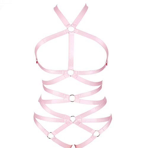 MAMOHSS Women Elastic Strappy Full Cage Body Harness Lingerie Belts Set Waist Hollow