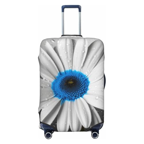 Travel Luggage Cover White Blue Daisy Suitcase Protector Anti-Scratch Washable Baggage Covers Elastic Suitcase Cover Tsa Approved Baggage Protector Fit 18-32 Inch Luggage