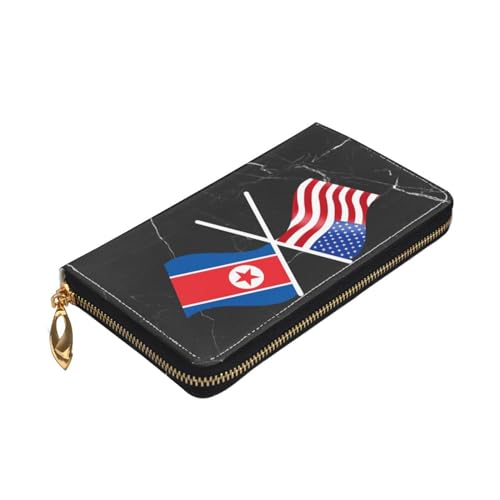American And North Korea Flag Wallet Card Bag4
