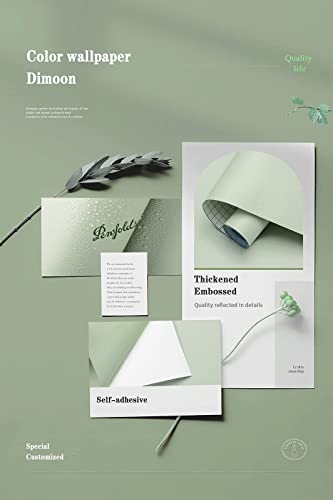 Dimoon 118''x17.7'' Green Peel and Stick Wallpaper Contact Paper Modern Self Adhesive Wall Paper Removable Renter Friendly Textured Solid Color Shelf Cabinet Vinyl Roll (118''x17.7'',Light Green)