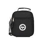 hype Unisex Lunch Box, Iconic Style in Plain Black, School Bag for Kids, Stylish Lunch Bag with Bottle Holder, 3 Storage Compartments, Inside Thermal Lining & Grab Handle