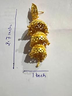 Sparkle World Gahne Mall South Indian 3 Layers Gold Plated Oxidized Jhumka Earrings for Women's