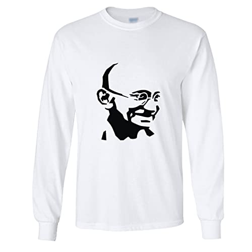 Mahatma Gandhi T-shirt manches longues blanc pour homme du S au 5XL
