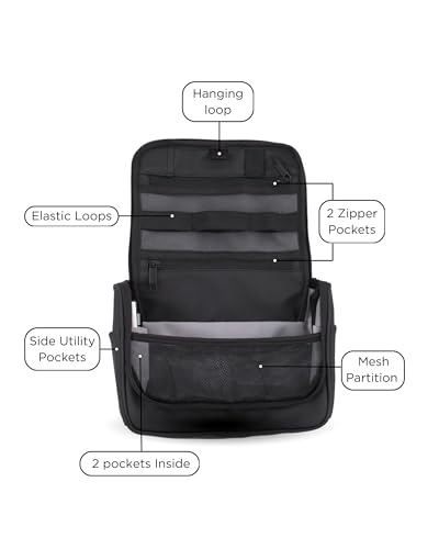 Image of CarryPro-Hanging Toiletry Kit Pouch-Travel Organizer-Makeup, Beauty, Cosmetics, Jewellery Organizer-Skincare, Medicine, Secure Zippered Pockets