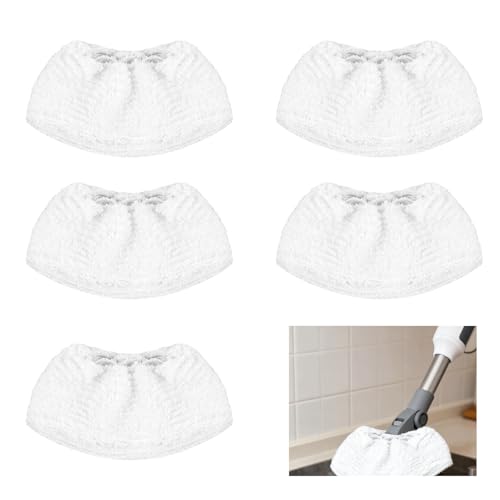 5 PCS Bonnettes Microfibre, Serpillere Remplacement Blanc Nettoyage à la vapeur en microfibre housse Accessoires de Remplacement for Chiffon Compatible avec...