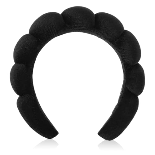 Diadema para mujer banda, banda para el cabello de maquillaje negro, esponja suave para el cuidado de la piel, accesorios para el cabello