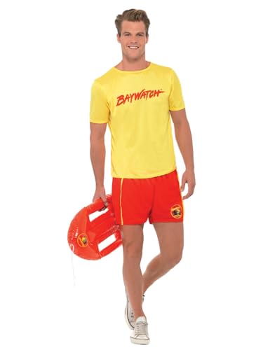 Smiffys Disfraz de vigilante de la playa de Baywatch, Amarillo, con parte de arriba y bermudas