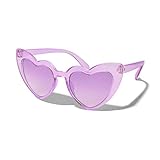 ShadyVEU Dress Up Slim Heart Shaped Shades Candy Colored Transparent Frame Cute Fun Cat Eye Love Kids Sunglasses (Purple)