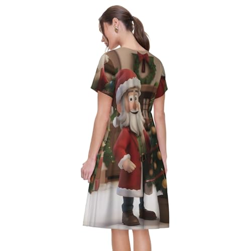 Robe d'été ample contre la chaleur : l'imprimé Noël décontracté et léger - 5