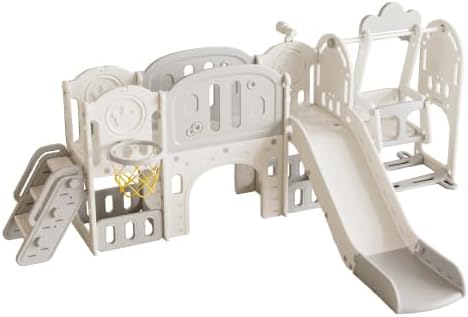 Toddler Slide, Kids Slide for Toddlers Age 1-4, 11in 1 Baby Slide Outdoor Indoor Playground with Basketball Hoop and Extra long aisle, Strong swing,Sturdy and Easy Assembly Toddler Playset, Ideal Todd