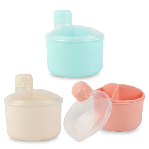 SacJkt Dosificador Leche en Polvo Bebe, 3 piezas Dispensador de Polvos Bebe, Porcionador de Leche en Polvo con Tres Compartimentos para Guardar Leche en Polvo para Bebés, Frutas y Aperitivos