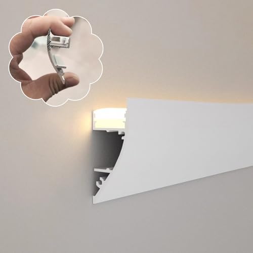 Rail aluminium LED pour éclairage indirect de corniche dans votre salon