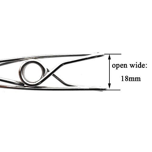 Image of HAHIYO Clothespins Chip Clips All Metal Stainless Steel No Rust Stains Strong Grip in Heavy Wind 3.4 Inches 14 Pack Extra Large Do Not Fall Apart Open Wide for Holding Clothes Snack Bag Clamps
