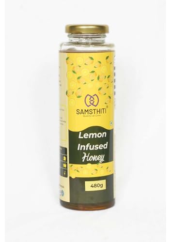 Image of Samsthiti Lemon Infused Honey | Natural Honey with Zesty Extract | Refreshing & Wellness Blend | Daily Health Drink | 480g (Lemon)