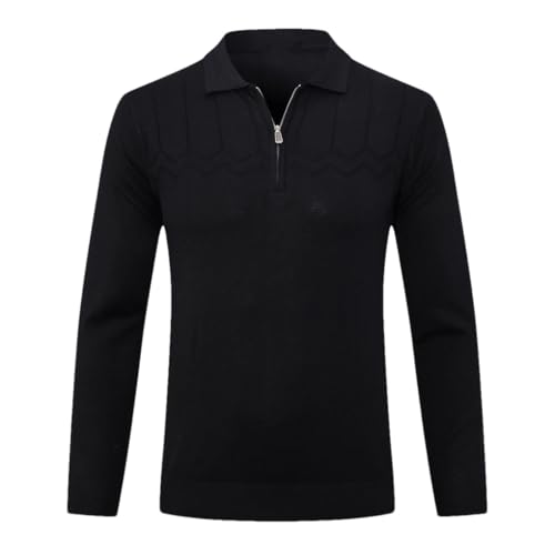 Men's Stand Up Collar Warm Embroidered Long Sleeved Knitted Sweater Solid Color Slim Fit Casual Pullover Knitted Sweater