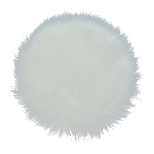 Pomeat 12 Inches Soft Faux Sheepskin Round Shaggy Shag Area Rugs White Fluffy
