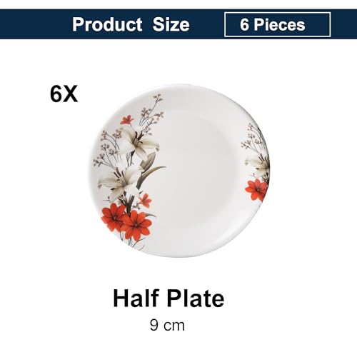 Image of Golden Fish 6 Pieces Quarter Plate Set for Snacks & Breakfast | Small Serving Plates for Kitchen | Strong, Lightweight & Space Saving Design | Ideal for Daily Use, Tea-Time & Gifting
