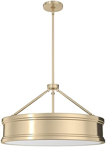 Hunter - Capshaw 6-Light Alturas Gold, Large Pendant Light, Dimmable, Formal Style, Drum Shaped, for Bedrooms, Kitchens, Dining, Living Rooms - 19613