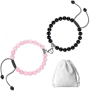 Rhdun Magnetic Couples Bracelets Attraction Distance Relationship Natural Stone Beads Bracelet for Boyfriend Girlfriend Women Men Lovers Friends