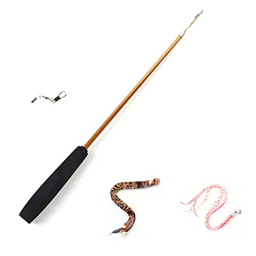 M&J&DELEE Cat Wand Toy, 3 Pack Interactive Retractable Wand Catcher Exerciser with Bells, Fun Cat Kitty Playing Toy