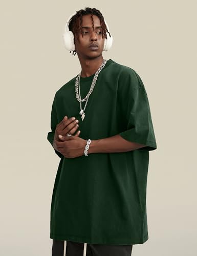 Image of Ogfao Mens Oversized T-Shirts Heavyweight Unisex Cotton T Shirts Baggy Loose Fit Basic Tees Plain Tshirts