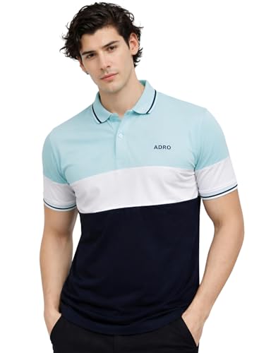 Image of ADRO Multicolour Polo T Shirt | 100% Cotton Mens Polo Tshirt | Regular Fit Half Sleeve Cut & Sew Polo T-Shirt for Men