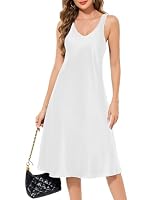Sopesil Satin Nachthemd Damen Lang V-Ausschnitt Negligee Ärmello Cami Nachtkleid Nachtwäsche Sommer Sleepwear Weiß L – Ansicht 6