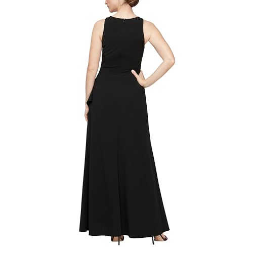Image of Alex Evenings Women's Long Cascade Ruffle Sleeveless Gown with Leg Slit, Mother of The Bride Dress, Elegant Party Gown