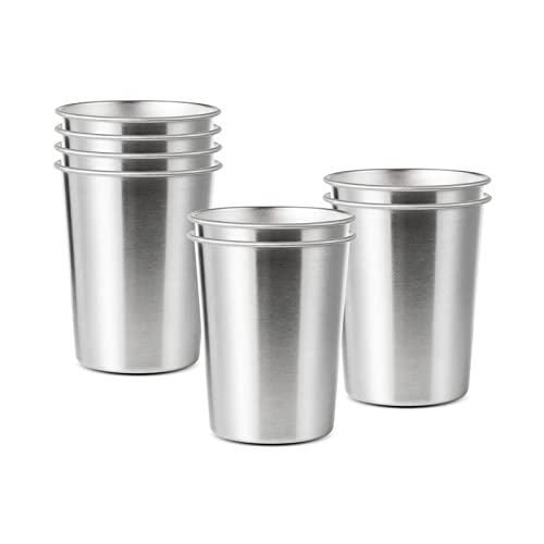 YOLCAR 8 Pack 6 oz Stainless Steel Cups for Kids, BPA Free Healthy Metal Shatterproof Stackable Pint...