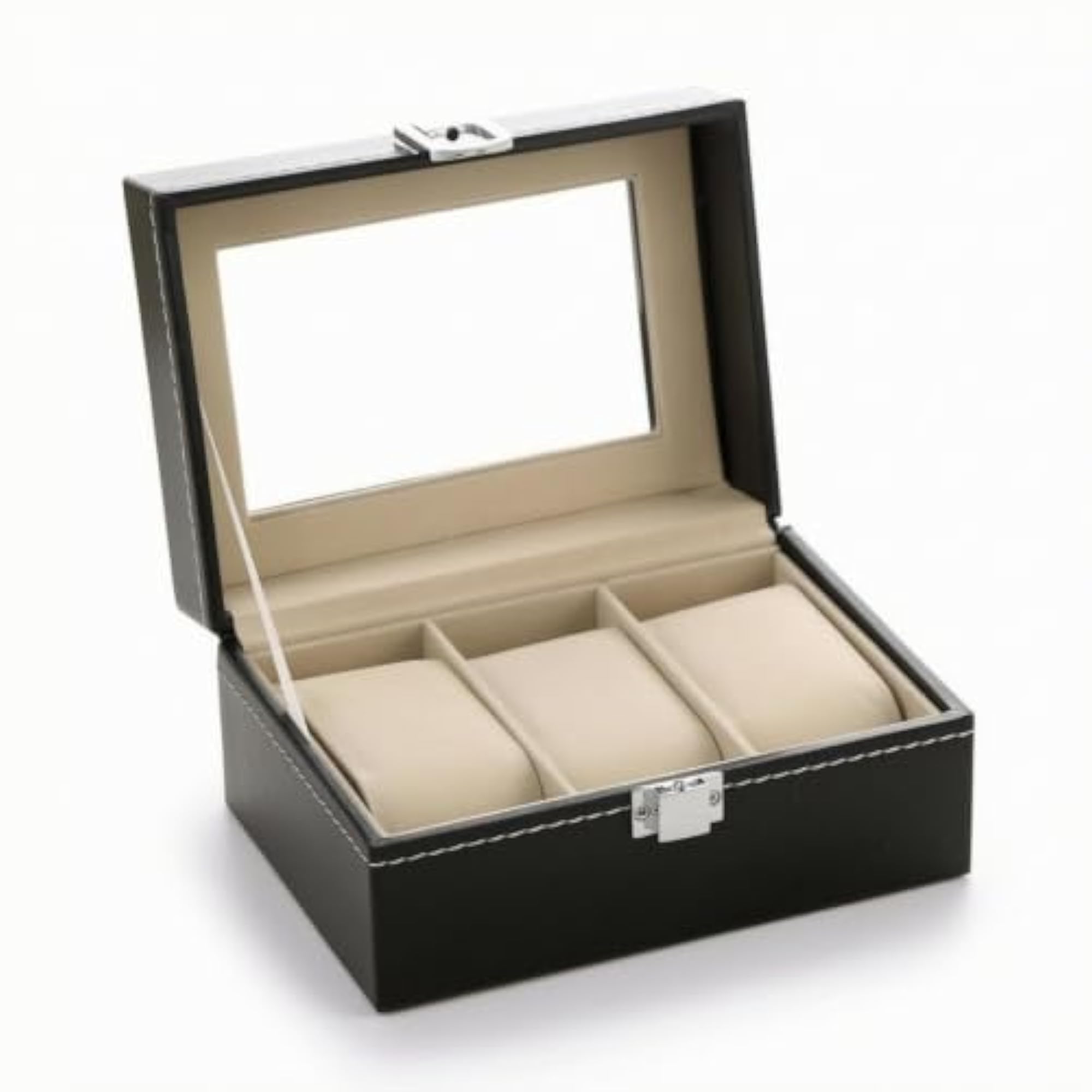 Watch Display Box with Window for Collectors, 3 Slots