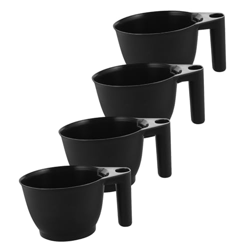 PACKOVE Juego 4 Cuencos Para Teñir El Cabello Negro, Bol De Plástico Medidor Ergonómico, Herramienta Profesional Para Salones y Aplicación Precisa De Tinte