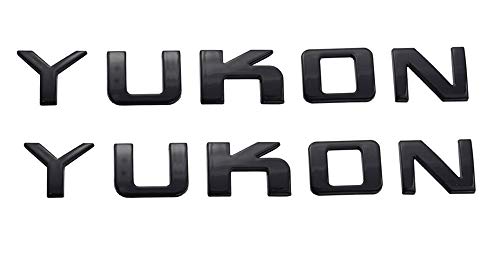 Image of 2pcs Yukon Nameplate Emblem Letter Badge 3D Replacement for GMC Sierra (Black)