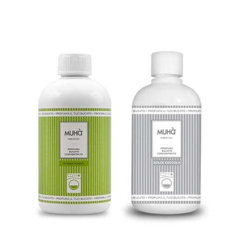 Paquete de dos ambientadores concentrados para la colada, perfume intenso y duradero, 400 ml – Fitness Power + Dolce Coccola, total 800 ml, frescura larga duración