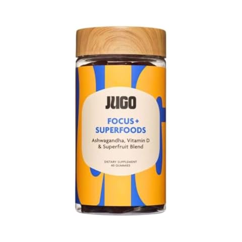 JUGO Focus + Superfood Gummies | Vitamin D & Ashwagandha | 40 Count | Focus & Mental Clarity for Adults | Gelatin-Free, Gluten-Free, Plant-Based, Non-GMO Cover