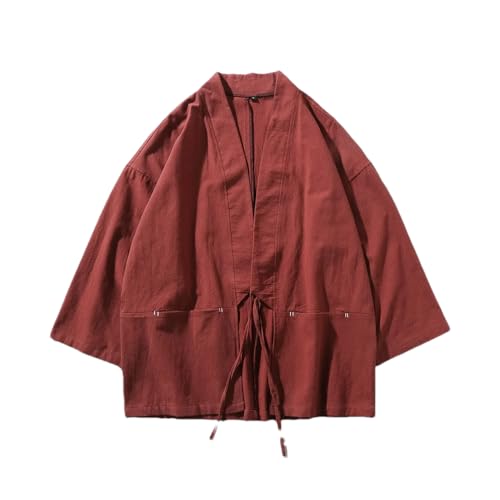 Bollrllr 2024 Men's Traditional Clothing Fashion Retro Cardigan Classic Haori Kimono Yukata