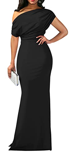 shengfan Formal Evening Dress for Women Elegant 2025 Sexy Off Shoulder Ruched Wedding Guest Bodycon Party Maxi Dresses