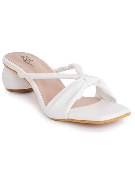 The White Pole Casual and Classy White Kitten Heel Fashion Heel Sandals Light Weight Comfortable & Trendy Block Heels for Girls & Women (B0CF2C1267) Amazon Price History, Amazon Price Tracker