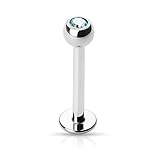 Paula & Fritz® Piercing labret de 8 mm y 1,2 mm, para labio, piercing de oreja, plata, unisex, tragus conch bola, barra de acero quirúrgico